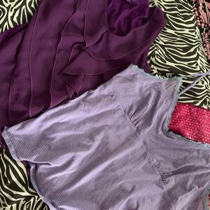 Purple Layered Blouse and Striped Tank Top